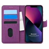 Microsonic Apple iPhone 13 Fabric Book Wallet Mor Cep Telefonu Kılıfı