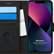 Microsonic Apple iPhone 13 Fabric Book Wallet Siyah Cep Telefonu Kılıfı