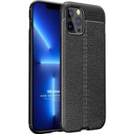 Microsonic Apple iPhone 13 Pro Deri Dokulu Silikon Siyah Cep Telefonu Kılıfı