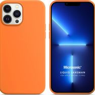Microsonic Apple iPhone 13 Pro Liquid Lansman Silikon Turuncu Cep Telefonu Kılıfı