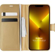 Microsonic Apple iPhone 13 Pro Max Delux Leather Wallet Gold Cep Telefonu Kılıfı