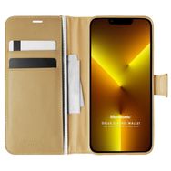 Microsonic Apple iPhone 13 Pro Max Delux Leather Wallet Gold Cep Telefonu Kılıfı