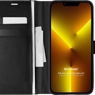 Microsonic Apple İphone 13 Pro Max Delux Leather Wallet Siyah Cep Telefonu Kılıfı