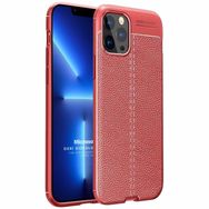 Microsonic Apple iPhone 13 Pro Max Deri Dokulu Silikon Kırmızı Cep Telefonu Kılıfı