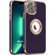 Microsonic Apple iPhone 13 Pro Max Flash Stamp Koyu Mor Cep Telefonu Kılıfı