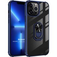 Microsonic Apple iPhone 13 Pro Max Grande Clear Ring Holder Lacivert Cep Telefonu Kılıfı