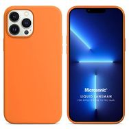 Microsonic Apple iPhone 13 Pro Max Liquid Lansman Silikon Turuncu Cep Telefonu Kılıfı