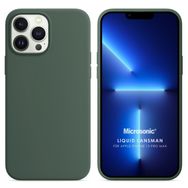 Microsonic Apple iPhone 13 Pro Max Liquid Lansman Silikon Yeşil Cep Telefonu Kılıfı