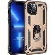 Microsonic Apple iPhone 13 Pro Max Military Ring Holder Gold Cep Telefonu Kılıfı