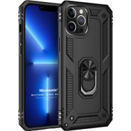 Microsonic Apple iPhone 13 Pro Military Ring Holder Siyah Cep Telefonu Kılıfı