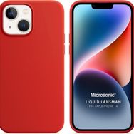 Microsonic Apple iPhone 14 Liquid Lansman Silikon Kırmızı Cep Telefonu Kılıfı