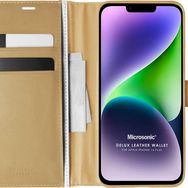 Microsonic Apple iPhone 14 Plus Delux Leather Wallet Gold Cep Telefonu Kılıfı