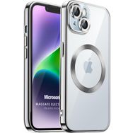 Microsonic Apple iPhone 14 Plus MagSafe Luxury Electroplate Gümüş Cep Telefonu Kılıfı