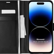 Microsonic Apple iPhone 14 Pro Delux Leather Wallet Siyah Cep Telefonu Kılıfı
