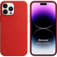 Microsonic Apple iPhone 14 Pro Liquid Lansman Silikon Kırmızı Cep Telefonu Kılıfı