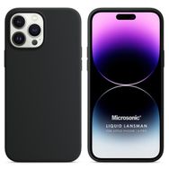 Microsonic Apple iPhone 14 Pro Liquid Lansman Silikon Siyah Cep Telefonu Kılıfı