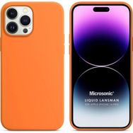Microsonic Apple iPhone 14 Pro Liquid Lansman Silikon Turuncu Cep Telefonu Kılıfı