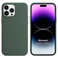 Microsonic Apple iPhone 14 Pro Liquid Lansman Silikon Yeşil Cep Telefonu Kılıfı