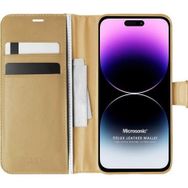 Microsonic Apple iPhone 14 Pro Max Delux Leather Wallet Gold Cep Telefonu Kılıfı