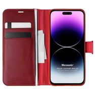 Microsonic Apple iPhone 14 Pro Max Leather Wallet Kırmızı Cep Telefonu Kılıfı