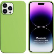 Microsonic Apple iPhone 14 Pro Max Liquid Lansman Silikon Açık Yeşil Cep Telefonu Kılıfı
