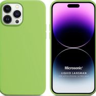 Microsonic Apple iPhone 14 Pro Max Liquid Lansman Silikon Açık Yeşil Cep Telefonu Kılıfı