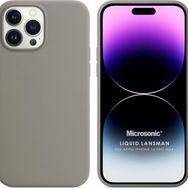 Microsonic Apple iPhone 14 Pro Max Liquid Lansman Silikon Gri Cep Telefonu Kılıfı