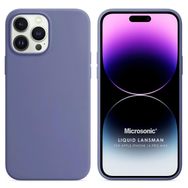 Microsonic Apple iPhone 14 Pro Max Liquid Lansman Silikon Lavanta Grisi Cep Telefonu Kılıfı