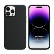 Microsonic Apple iPhone 14 Pro Max Liquid Lansman Silikon Siyah Cep Telefonu Kılıfı