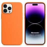 Microsonic Apple iPhone 14 Pro Max Liquid Lansman Silikon Turuncu Cep Telefonu Kılıfı