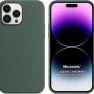Microsonic Apple iPhone 14 Pro Max Liquid Lansman Silikon Yeşil Cep Telefonu Kılıfı