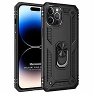 Microsonic Apple iPhone 14 Pro Max Military Ring Holder Siyah Cep Telefonu Kılıfı