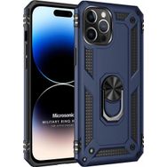 Microsonic Apple iPhone 14 Pro Military Ring Holder Lacivert Cep Telefonu Kılıfı