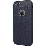 Microsonic Apple iPhone 6 Plus Suni Deri Dokulu Silikon Lacivert Kılıf