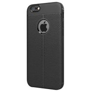 Microsonic Apple iPhone 6 Plus Suni Deri Dokulu Silikon Siyah Kılıf