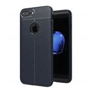 Microsonic Apple İphone 7 Plus Deri Dokulu Silikon Lacivert Cep Telefonu Kılıfı