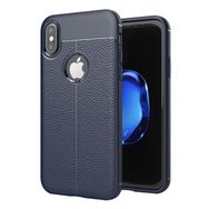 Microsonic Apple iPhone X Deri Dokulu Lacivert Silikon Kılıf