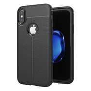 Microsonic Apple iPhone X Deri Dokulu Siyah Silikon Kılıf