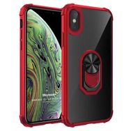 Microsonic Apple iPhone XS Max Grande Clear Ring Holder Kırmızı Cep Telefonu Kılıfı