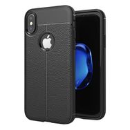 Microsonic Apple iPhone Xs Siyah Deri Dokulu Silikon Kılıf
