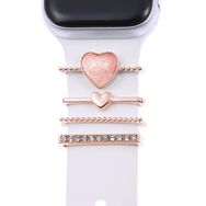 Microsonic Apple Watch SE 2022 40 mm için Süsü Charm İnci Kalp Rose Gold Kordon