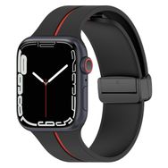 Microsonic Apple Watch SE 2022 Ribbon Line Siyah Kırmızı 44 mm Kordon