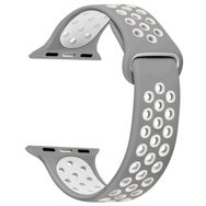 Microsonic Apple Watch SE 44 mm Rainbow Band Gri Beyaz Uyumlu Kordon