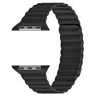 Microsonic Apple Watch Series 5 40 mm Twist Leather Loop için Siyah Kordon