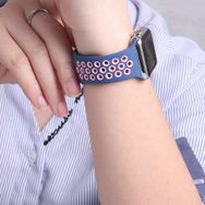 Microsonic Apple Watch Series 5 44 mm Rainbow Band Gece Mavisi Uyumlu Kordon