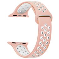 Microsonic Apple Watch Series 6 40 mm Rainbow Band Pembe Beyaz Uyumlu Kordon