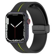 Microsonic Apple Watch Series 6 44 mm Ribbon Line Siyah Yeşil Kordon