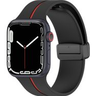 Microsonic Apple Watch Series 6 44 mm Siyah Kırmızı Ribbon Line Kordon