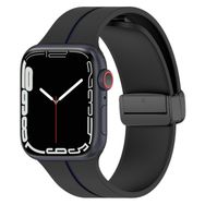 Microsonic Apple Watch Series 6 44 mm Siyah Lacivert Ribbon Line Kordon