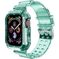 Microsonic Apple Watch Series 6 44 mm Transparent Clear Band Yeşil Kordon
